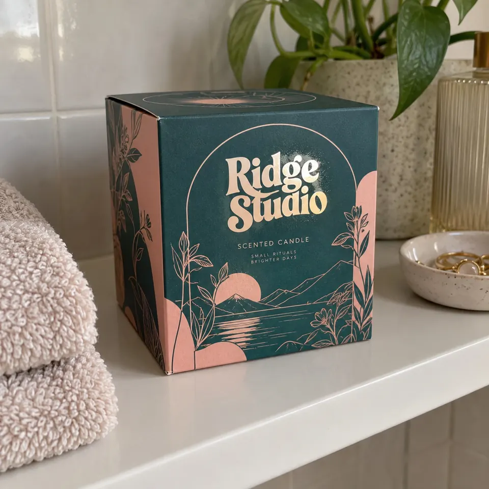 Custom candle boxes with a brand's logo