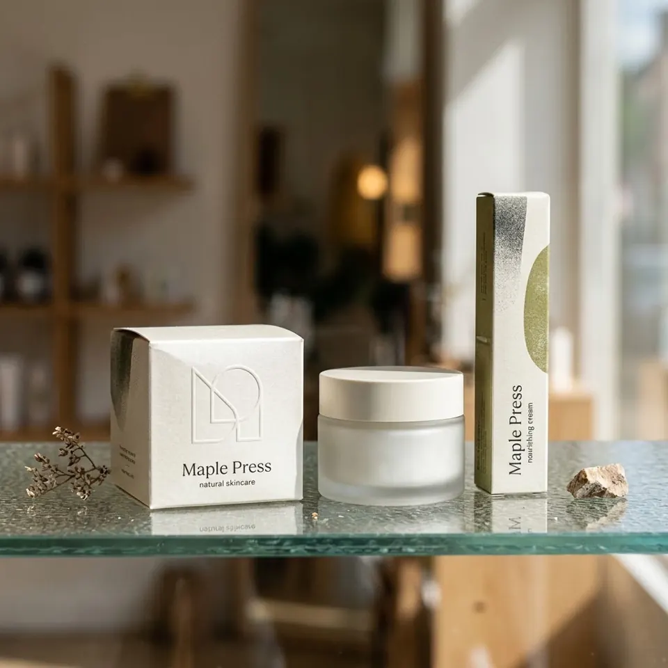 Custom cream jar boxes with a brand's logo