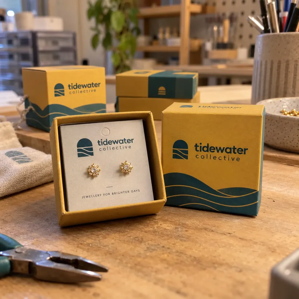 Custom earring boxes with a brand's logo